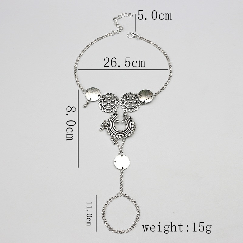 Vintažinės sidabrinės spalvos pėdų grandinėlė Bohemijos kutų kulkšnys moterims basomis basutėmis Vasaros papuošalų pristatymas