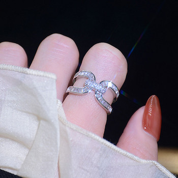 JUWANG универсален микроинкрустиран персонализиран отворен пръстен за жени блясък прости класически пръстени темперамент сватбени деликатни бижута