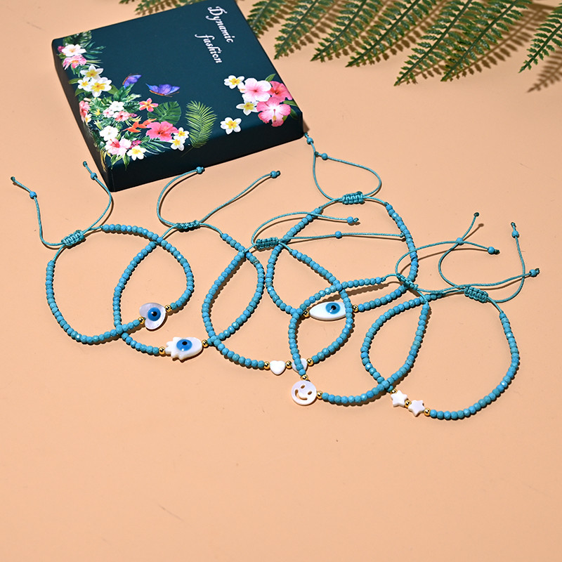 Brățară de gleznă cu mărgele de 4 mm pentru femei, cu dantelă, la modă, la modă Boemia, farmec pentru inimă, picior, stivuitoare, frânghie, desculț, lanț, bijuterii MOON GIRL