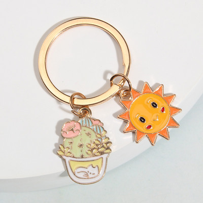 Breloc drăguț, soare, cactus, flori, breloc, litere, plante, brelocuri, cadouri deșert, pentru femei, bărbați, geantă, accesoriu, bijuterii lucrate manual