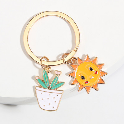 Breloc drăguț, soare, cactus, flori, breloc, litere, plante, brelocuri, cadouri deșert, pentru femei, bărbați, geantă, accesoriu, bijuterii lucrate manual