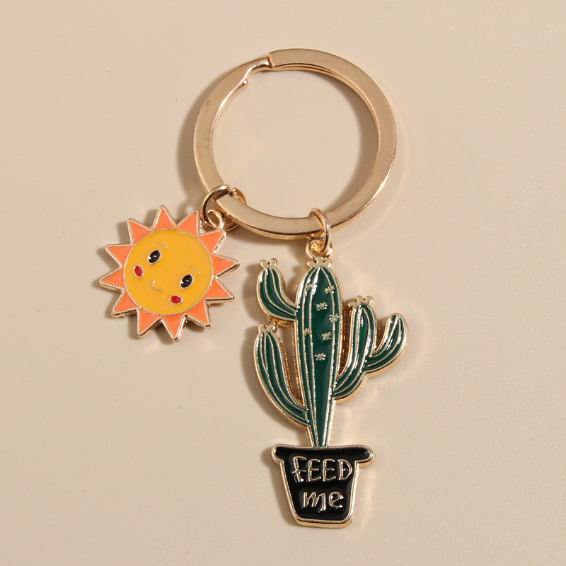 Breloc drăguț, soare, cactus, flori, breloc, litere, plante, brelocuri, cadouri deșert, pentru femei, bărbați, geantă, accesoriu, bijuterii lucrate manual