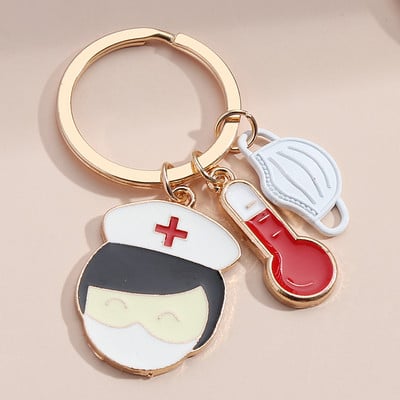 Nový prívesok na kľúče pre lekára a zdravotnú sestru, teplomer, prívesok na kľúče pre zdravotnícky personál, suvenírové darčeky pre ženy a mužov, ručne vyrobené šperky.