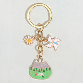 Breloc drăguț emailat cu flori, moara de vânt, chei de camping, cort, braț de munte, breloc, cadou suvenir pentru femei, bărbați, bijuterii lucrate manual