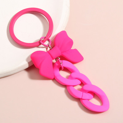 Akrylový plastový reťazec na kľúče Sladká kreativita Ručne vyrobený krúžok na kľúče s mašľou pre ženy a dievčatá Kabelka Prívesky Darčeky pre priateľstvo