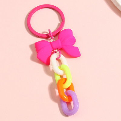 Akrylový plastový reťazec na kľúče Sladká kreativita Ručne vyrobený krúžok na kľúče s mašľou pre ženy a dievčatá Kabelka Prívesky Darčeky pre priateľstvo