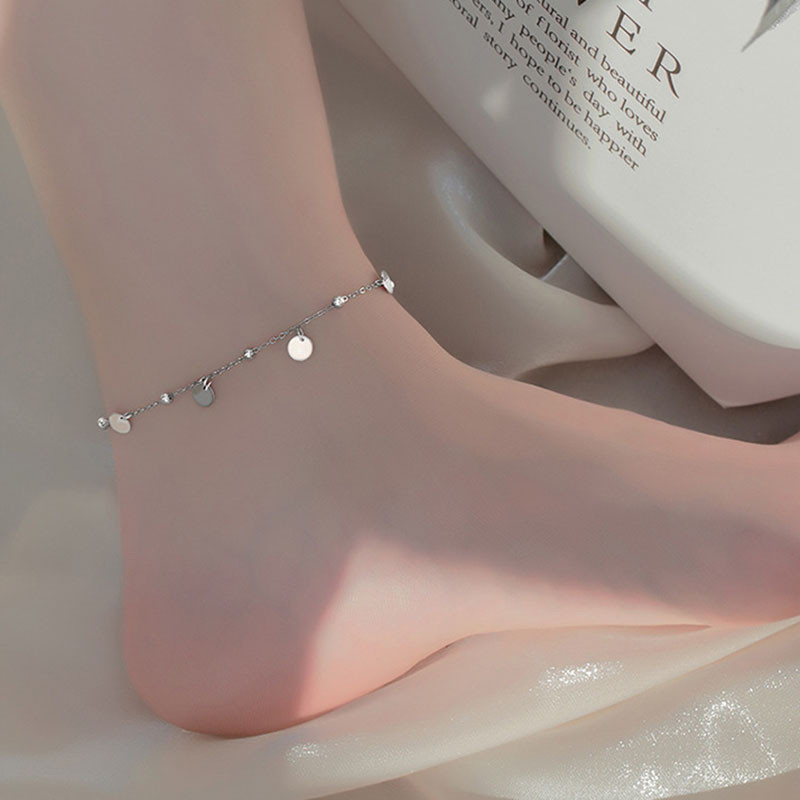 FOXANRY Strieborný náramok na členok pre ženy Nový trendy elegantný očarujúci sladký oblátkový strapcový dizajn dievčenské párty šperky darček pre milovníkov