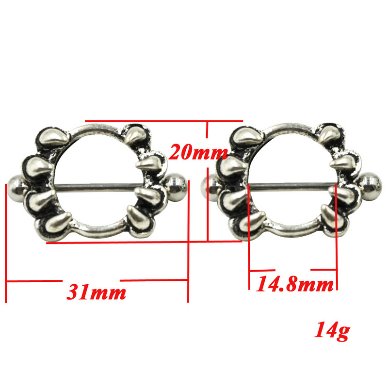 Piercing do bradavky s činkou, činka, chirurgická oceľ, 14G, piercing do bradavky, náušnice, náušnice, šperky pre ženy