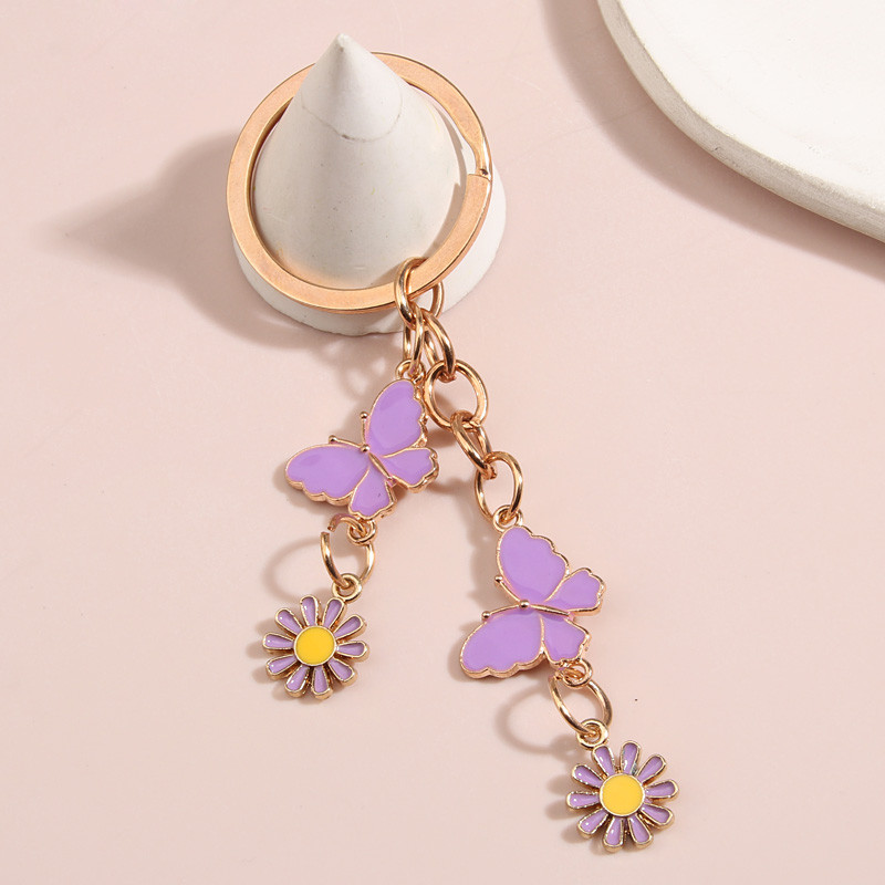 Roztomilý prívesok na kľúče s motýľom a kvetom, záhradný smaltovaný prívesok na kľúče so zvieratami, darčeky pre ženy a dievčatá, kabelky, doplnky, DIY šperky