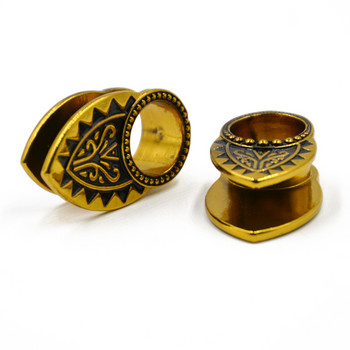 1Piece New Desgin Tribal Gold Den Ear Weight Ear Plug Tunnel Ear Expander Gauge Piercing Ear Stretcher Бижута за пиърсинг на тялото