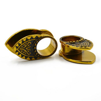 1Piece New Desgin Tribal Gold Den Ear Weight Ear Plug Tunnel Ear Expander Gauge Piercing Ear Stretcher Бижута за пиърсинг на тялото