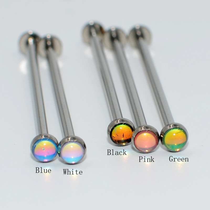 1 buc Film de titan Flash Bling Industrial Barbell ureche Tragus Helix Piercing urechi șurub interior cu ax din oțel chirurgical 14gX38mm