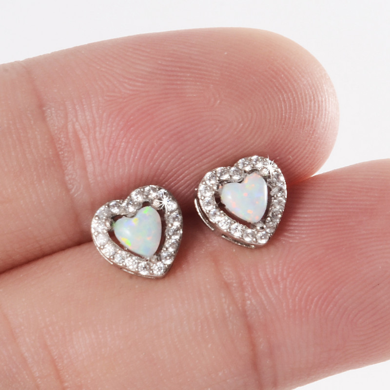 1 buc 16 g inimă albă opal ureche tragus cartilaj helix cercei stud care înconjoară CZ bijuterie conch lobe piercing mreană bijuterii pentru corp