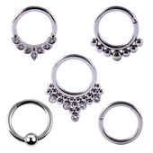 1 buc. Inele cu balamale cu segment de oțel 16G cu piercing de cristal Nariz Septum Clicker Labret Inele Cercei pentru nas Piercing Bijuterii pentru corp