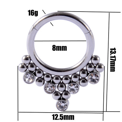 1 buc. Inele cu balamale cu segment de oțel 16G cu piercing de cristal Nariz Septum Clicker Labret Inele Cercei pentru nas Piercing Bijuterii pentru corp