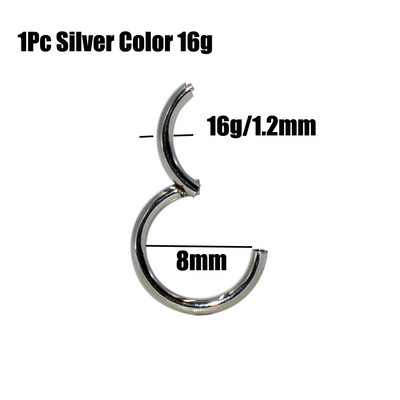 1 buc. Inele cu balamale cu segment de oțel 16G cu piercing de cristal Nariz Septum Clicker Labret Inele Cercei pentru nas Piercing Bijuterii pentru corp