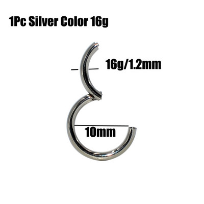 1 buc. Inele cu balamale cu segment de oțel 16G cu piercing de cristal Nariz Septum Clicker Labret Inele Cercei pentru nas Piercing Bijuterii pentru corp