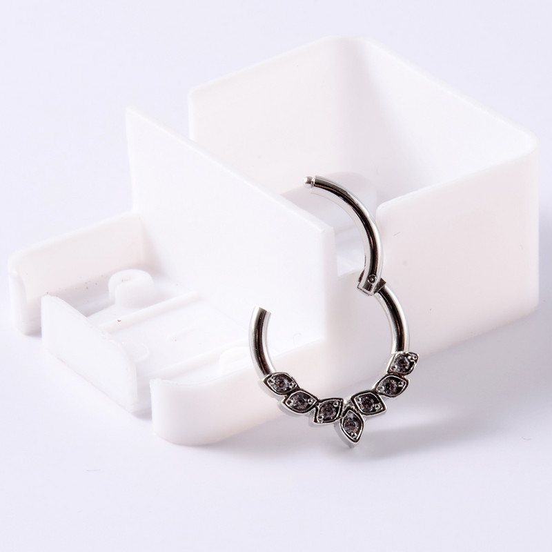 1 buc. Inele cu balamale cu segment de oțel 16G cu piercing de cristal Nariz Septum Clicker Labret Inele Cercei pentru nas Piercing Bijuterii pentru corp