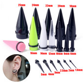 Par prozirnih CRNIH čepića za konus za uho Stretch Expander Gauge Akrilni piercingi Ružičasto zelene naušnice od mesa Nakit za tijelo