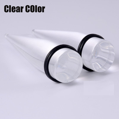 Par prozirnih CRNIH čepića za konus za uho Stretch Expander Gauge Akrilni piercingi Ružičasto zelene naušnice od mesa Nakit za tijelo