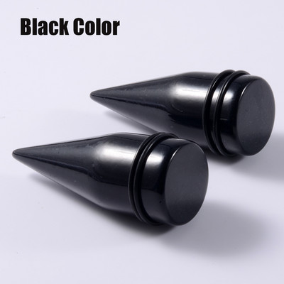 Par prozirnih CRNIH čepića za konus za uho Stretch Expander Gauge Akrilni piercingi Ružičasto zelene naušnice od mesa Nakit za tijelo