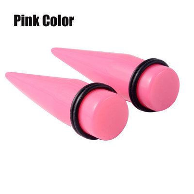 Par prozirnih CRNIH čepića za konus za uho Stretch Expander Gauge Akrilni piercingi Ružičasto zelene naušnice od mesa Nakit za tijelo