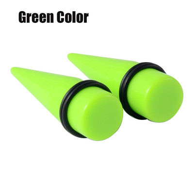 Par prozirnih CRNIH čepića za konus za uho Stretch Expander Gauge Akrilni piercingi Ružičasto zelene naušnice od mesa Nakit za tijelo