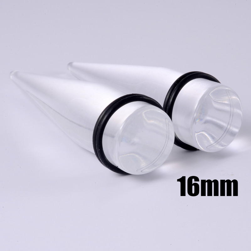 Par prozirnih CRNIH čepića za konus za uho Stretch Expander Gauge Akrilni piercingi Ružičasto zelene naušnice od mesa Nakit za tijelo