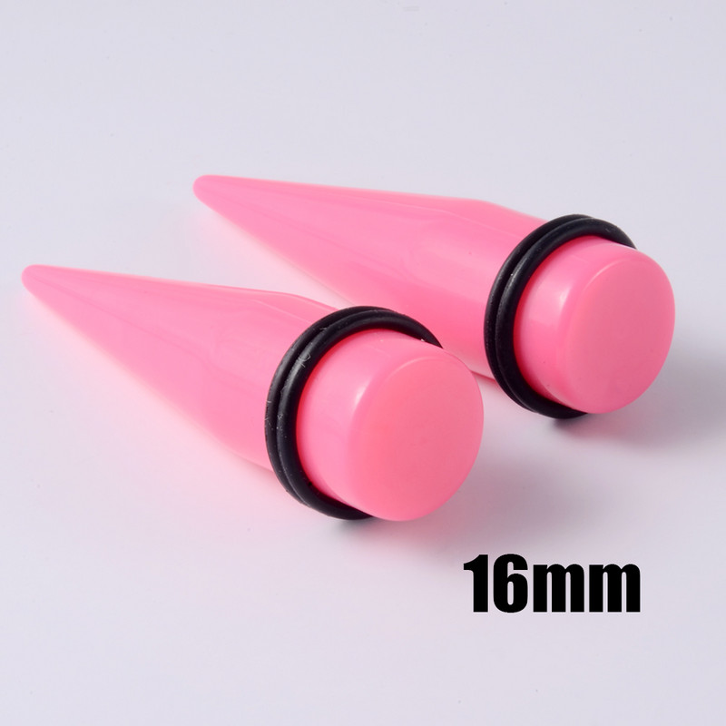 Par prozirnih CRNIH čepića za konus za uho Stretch Expander Gauge Akrilni piercingi Ružičasto zelene naušnice od mesa Nakit za tijelo