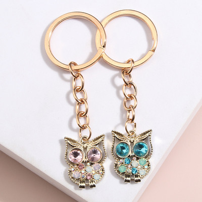 Roztomilý zvierací prívesok na kľúče s sovou, krištáľový prívesok na kľúče, smaltované prívesky na kľúče, suvenírové darčeky pre ženy, mužov, kabelky, doplnky, kľúče od auta, DIY šperky
