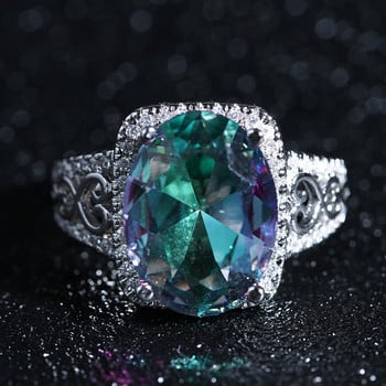 2022 NEW Personality Rainbow Stone Sea Blue Zircon Ring Hot Sale Δημιουργικό μωσαϊκό Πολύχρωμο πολύτιμος λίθος Κοσμήματα Γυναικεία Άντρες