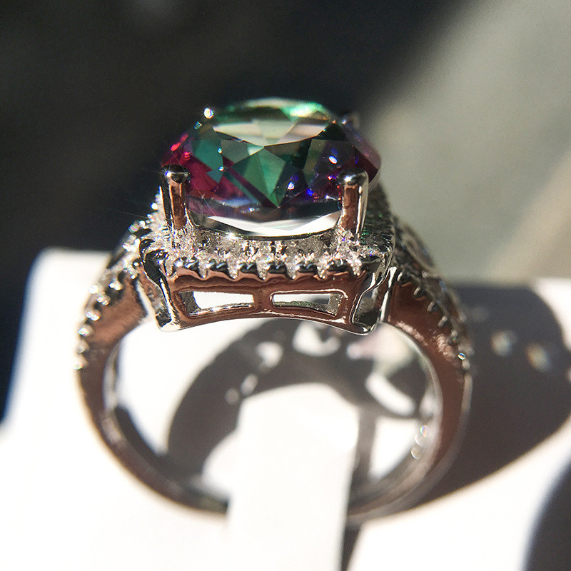 2022 ÚJ Személyiség Szivárvány Kő Tengerkék Cirkon Gyűrű Forró Kiárusítás Kreatív mozaik színes drágakő ékszerek női férfiak