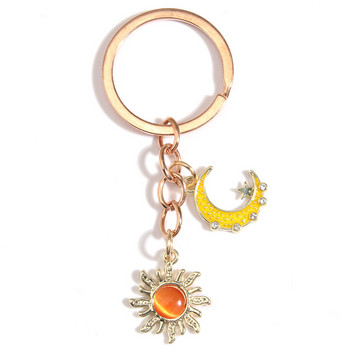 Χαριτωμένο σμάλτο μπρελόκ Sun Moon Key Chains Sky Key Chains Δώρα για γυναίκες Ανδρικές τσάντες Αξεσουάρ DIY Χειροποίητα κοσμήματα δώρα