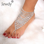 Bijuterii de mireasă desculțe, bijuterii de mireasă, de cristal, de modă, cu degete de la picioare, pentru femei, lanț pentru picioare de vară boeme