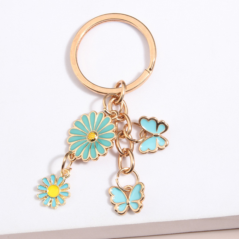 Breloc drăguț emailat floarea-soarelui fluture breloc breloc flori mici cadouri suvenir pentru femei fete bijuterii lucrate manual
