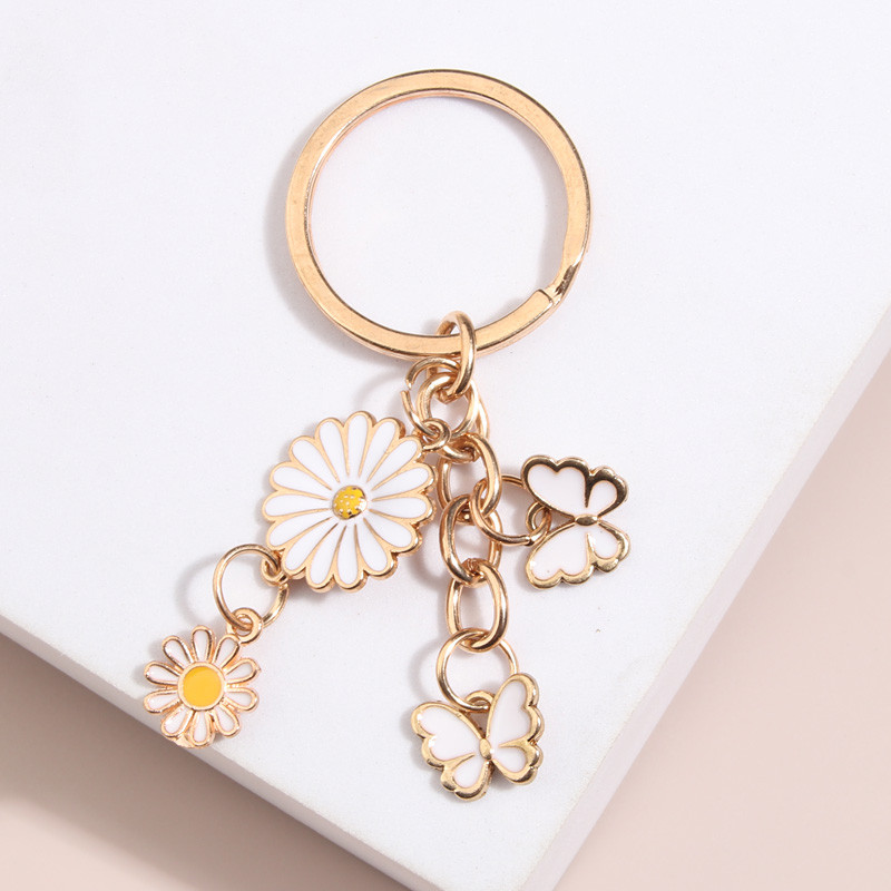 Breloc drăguț emailat floarea-soarelui fluture breloc breloc flori mici cadouri suvenir pentru femei fete bijuterii lucrate manual