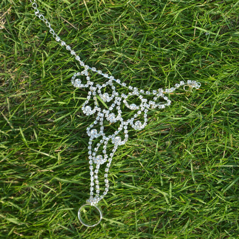 Mireasa cu strasuri gleznele cu flori pentru femei, la moda, farmec inel pentru picioare, bratara Tobillera pe picior, ciucuri, bijuterii pentru picior de plaja.