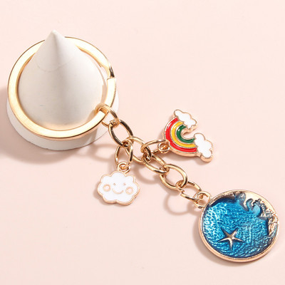 Breloc drăguț emailat Nor Curcubeu Lună Steaua Breloc Cer înstelat Breloc Cadouri de suvenir pentru femei Bărbați Bijuterii lucrate manual