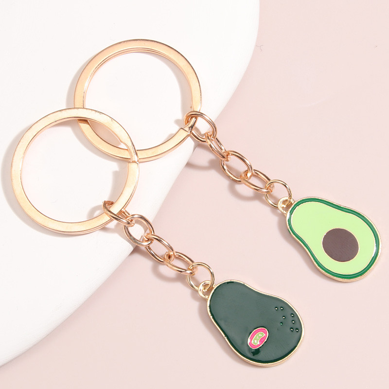 1 sada (2 ks) Roztomilý smaltovaný prívesok na kľúče s avokádom, prívesky na kľúče s ovocím pre ženy a mužov, darčeky pre priateľstvo, kabelku, doplnok, DIY šperky