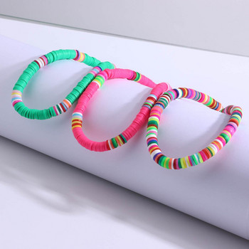 Нови цветни глезени от мека глина за жени 6MM Rainbow от полимерна глина, подреждаща се една върху друга, верижка от мъниста, гривна за глезена Boho Beach Jewelry