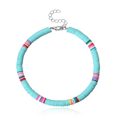 Nové farebné mäkké hlinené náramky na členok pre ženy 6MM dúhový polymérový íl stohovateľný korálkový retiazkový náramok na členok Boho plážové šperky