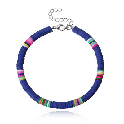 Nové farebné mäkké hlinené náramky na členok pre ženy 6MM dúhový polymérový íl stohovateľný korálkový retiazkový náramok na členok Boho plážové šperky