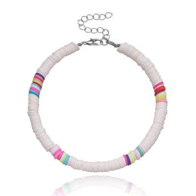 Nové farebné mäkké hlinené náramky na členok pre ženy 6MM dúhový polymérový íl stohovateľný korálkový retiazkový náramok na členok Boho plážové šperky