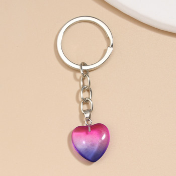 Μπρελόκ 5 χρωμάτων Heart Natural Crystal Stone Quartz Love μπρελόκ για γυναικείες τσάντες για κορίτσια Αξεσουάρ DIY Χειροποίητο κόσμημα