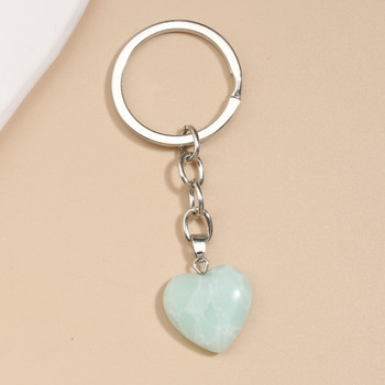 Μπρελόκ 5 χρωμάτων Heart Natural Crystal Stone Quartz Love μπρελόκ για γυναικείες τσάντες για κορίτσια Αξεσουάρ DIY Χειροποίητο κόσμημα
