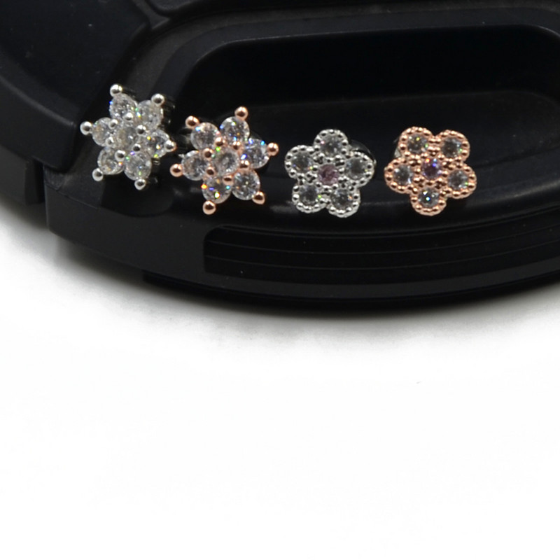 1 ks piercing do ucha z chirurgickej ocele, okrúhly zirkón, CZ drahokam, slivkový kvet, špirála, tragus, chrupavka, náušnica, 16g