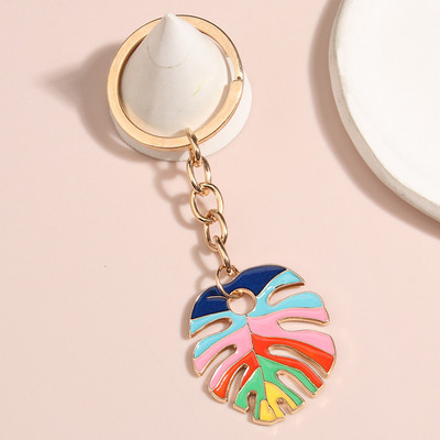 Krásny farebný prívesok na kľúče s listami, smaltované prívesky na kľúče, darčeky pre priateľstvo pre ženy, mužov, kabelky, doplnky, DIY šperky