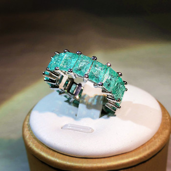 2022 ΝΕΟ Μόδα Aquamarine Topaz Paraiba Δαχτυλίδι ζευγαριού πολύτιμος λίθος για γυναίκες Σμαραγδένιο ζαφείρι κοσμήματα αρραβώνων
