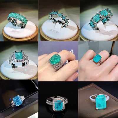 2022 NOU modă acvamarin topaz Paraiba piatră prețioasă inel de cuplu pentru femei smarald safir bijuterii cadou de logodna