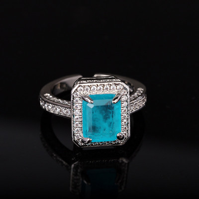 2022 ΝΕΟ Μόδα Aquamarine Topaz Paraiba Δαχτυλίδι ζευγαριού πολύτιμος λίθος για γυναίκες Σμαραγδένιο ζαφείρι κοσμήματα αρραβώνων